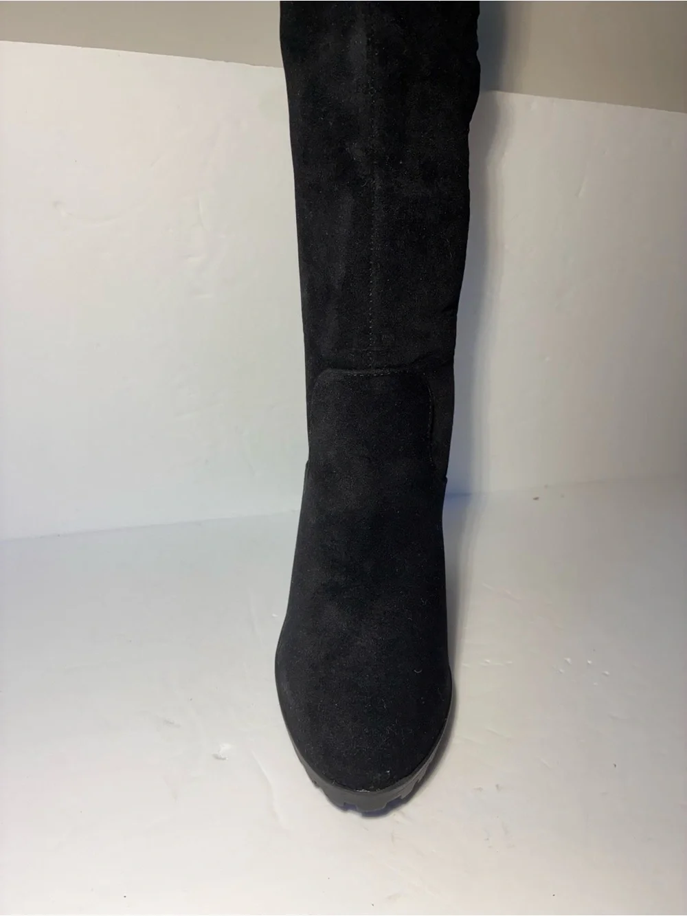 Havannah Black Over the Knee Wedge Boots Women's Size 6.5 Faux Suede